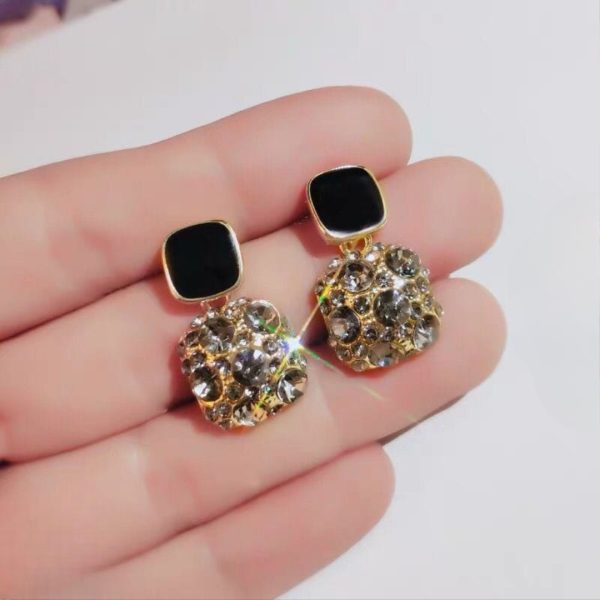 Fashion Rhinestone Square Earrings