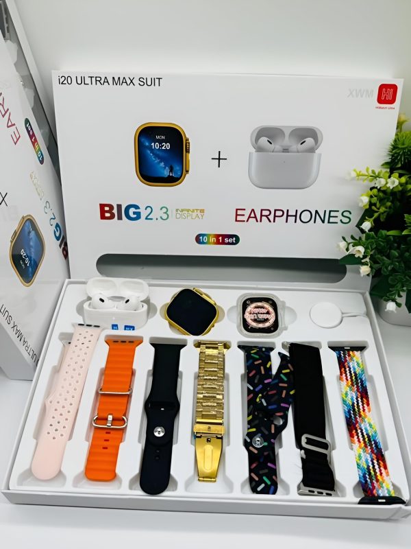 Ultra Max Suit Smart Watch 10 In 1 Box With Airpords2