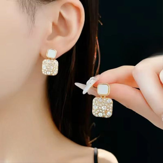 Fashion Rhinestone Square Earrings