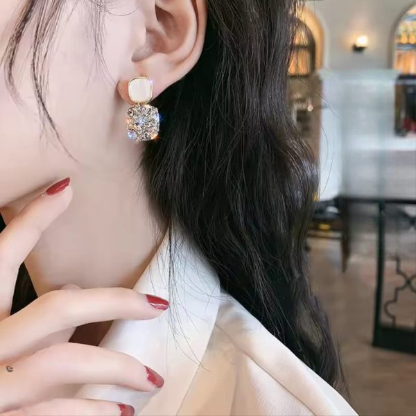 Fashion Rhinestone Square Earrings