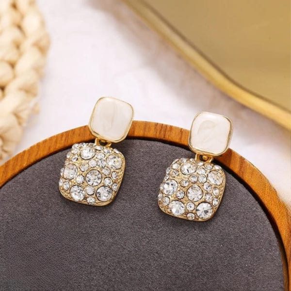 Fashion Rhinestone Square Earrings