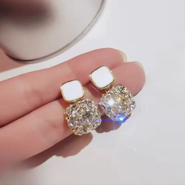 Fashion Rhinestone Square Earrings